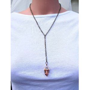 Women's Lariat Necklace with Orgonite Crystal Pendant